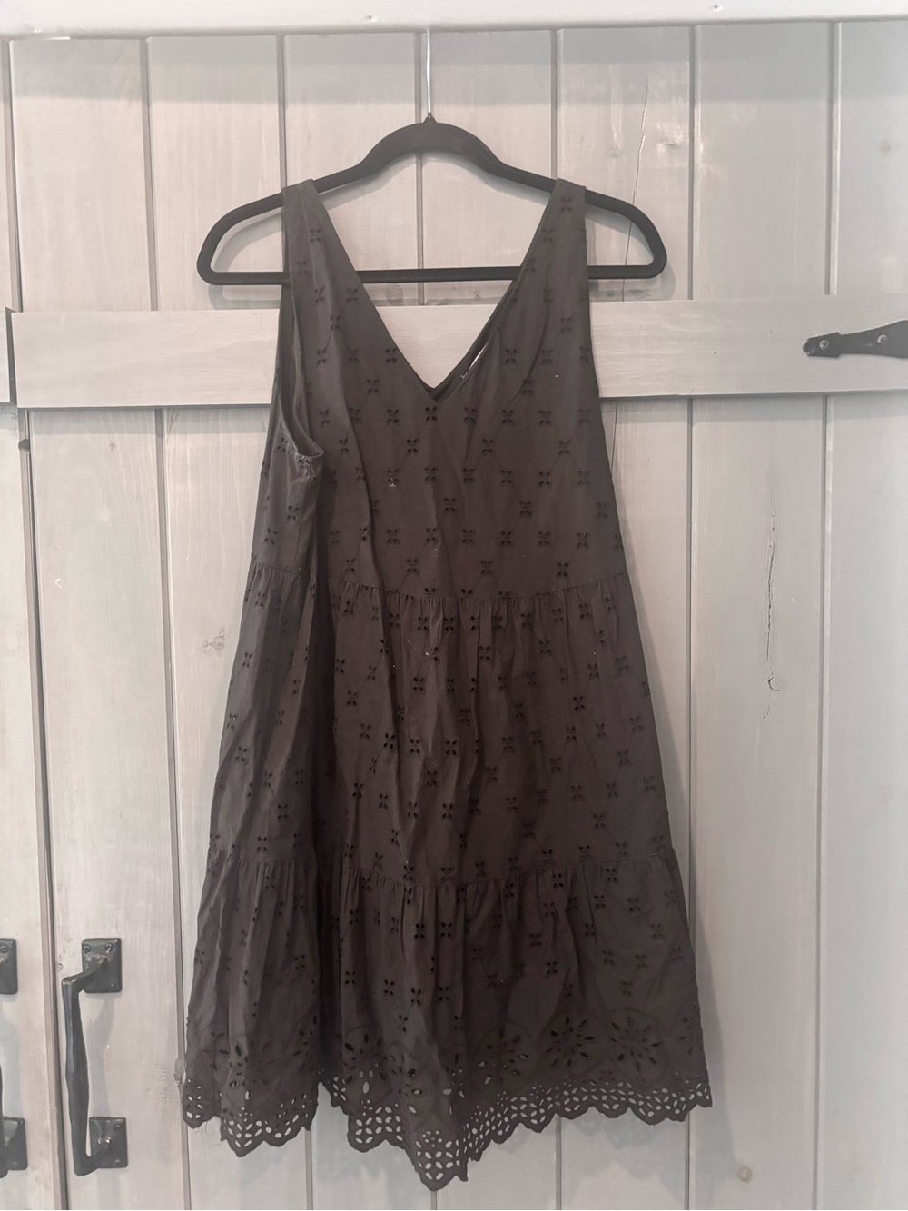 LOFT Dress | Black Eyelet V-Neck Mini Dress